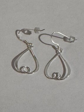 Sterling Silver Loop Teardrop Dangle Earrings New